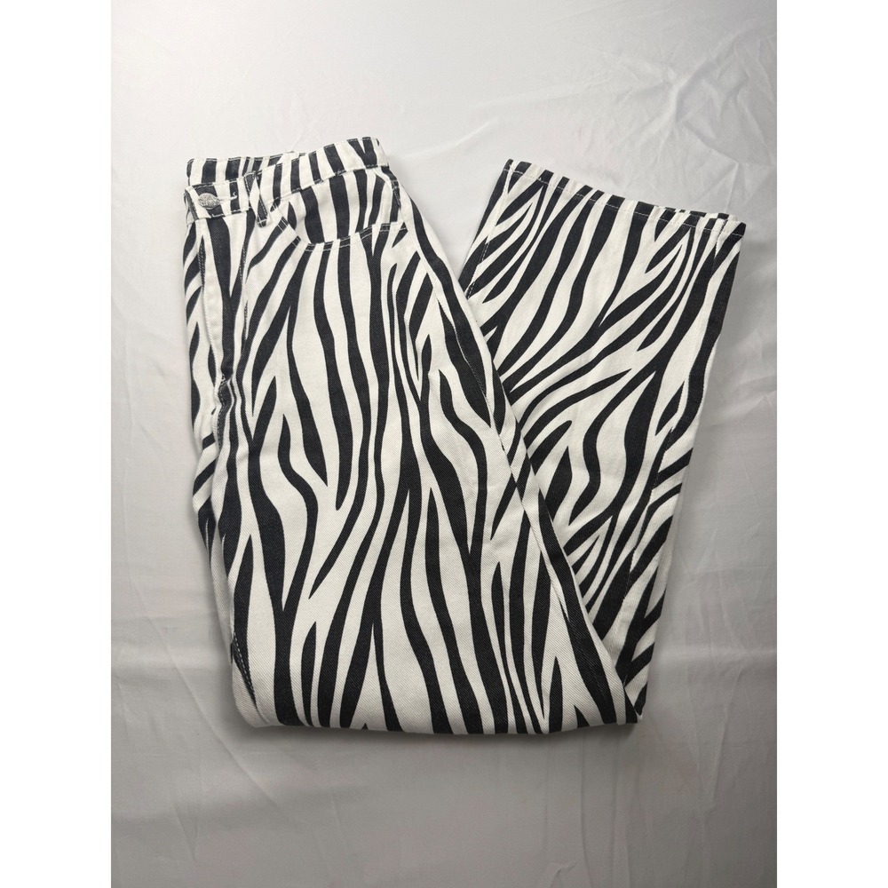 Cider S Zebra Print Wide Leg Jeans High Rise Cotton NWT